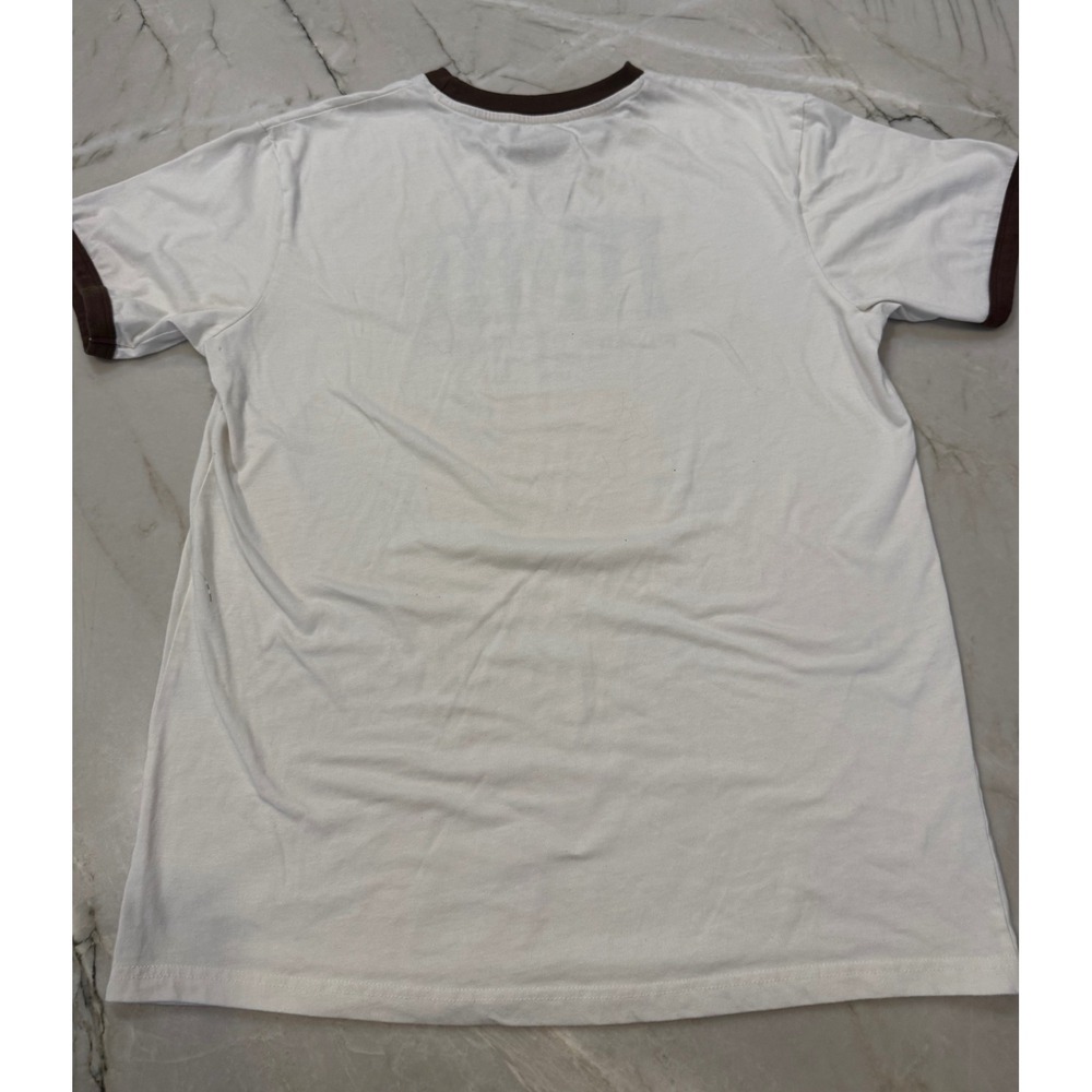 M&M's Plain Chocolate Candies Ringer T-Shirt White Brown Logo Graphic Unisex L - Picture 6 of 6